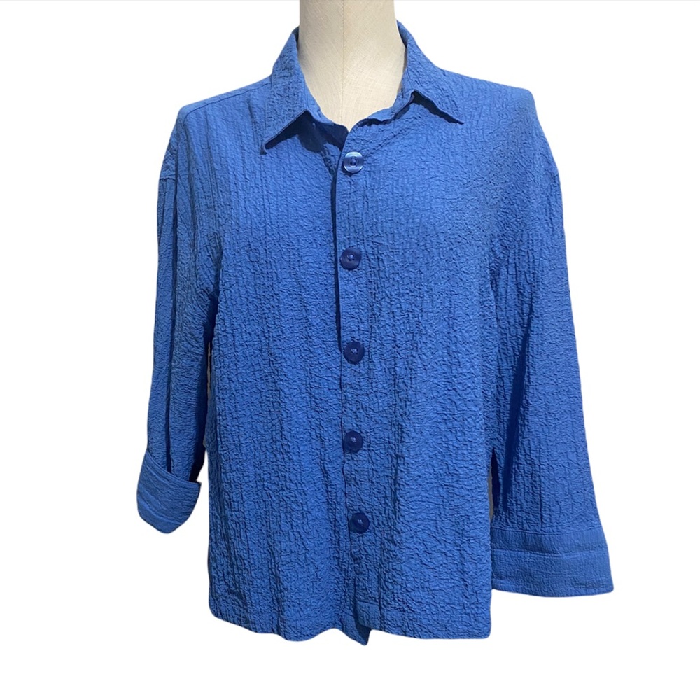 Ladies WHITE STAG Blue Summer Button Up